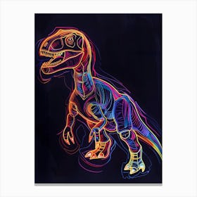 Neon Outline Dinosaur Illustration 1 Canvas Print