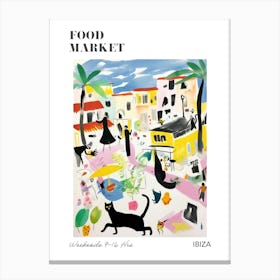 The Food Market In Ibiza 3 Illustration Poster Canvas Print