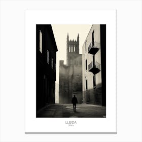 Poster Of Lleida, Spain, Black And White Analogue Photography 2 Canvas Print