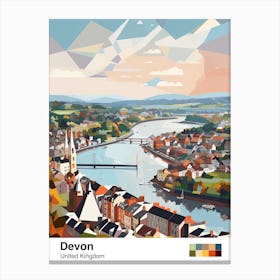 Devon, United Kingdom, Geometric Illustration 2 Poster Canvas Print