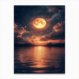 Full Moon Over Water 10 Canvas Print