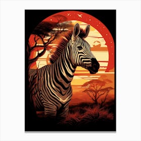 Zebra At Sunset 1 Canvas Print
