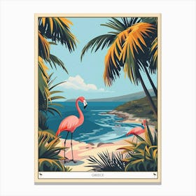 Greater Flamingo Greece Tropical Illustration 2 Poster Canvas Print