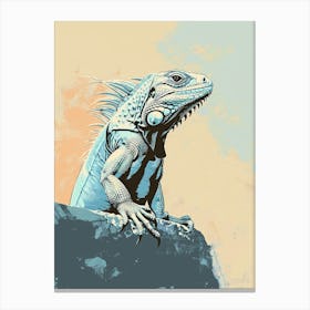Pastel Blue Mexican Spiny Tailed Iguana Abstract Modern Illustration 2 Canvas Print