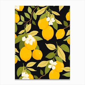 Seamless Pattern With Lemons And Flowers Canvas Print