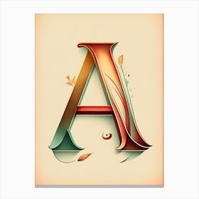 A, Letter, Alphabet Retro Drawing 3 Canvas Print
