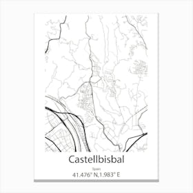 Castellbisbal,Spain Minimalist Map Canvas Print