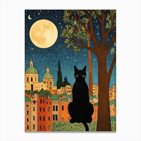 William Morris Cat In The Moonlight 34 Canvas Print