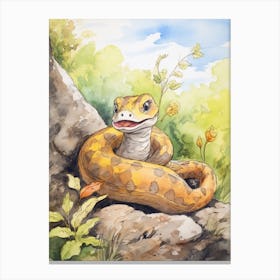 Storybook Animal Watercolour Snake Canvas Print