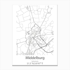 Middelburg,Netherlands Minimalist Map Canvas Print