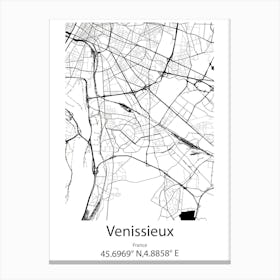 Venissieux,France Minimalist Map Canvas Print