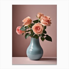 A Vase Of Pink Roses 23 Canvas Print