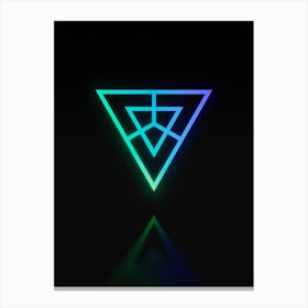 Neon Blue and Green Abstract Geometric Glyph on Black n.0252 Canvas Print