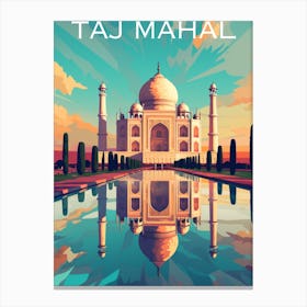 Colourful India travel poster Taj Mahal Canvas Print