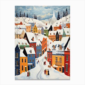 Winter Snow Quebec City   Canada Snow Illustration 1 Canvas Print