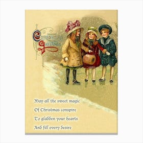 Three Girls For A Christmas Wishes Canvas Print