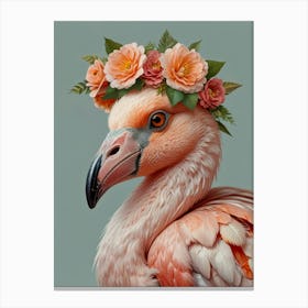 Flamingo A Flower Crown Canvas Print