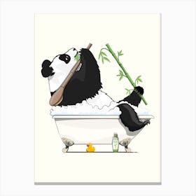 Giant Panda Bear In The Bath Canvas Print