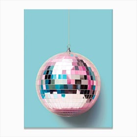 Pink Disco Ball,Disco Ball Wall Art, Retro Wall Decor, Preppy Aesthetic Decor, Trendy Wall Art, Pink Pastel Colors Canvas Print