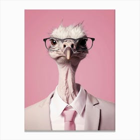 Preppy style ostrich with glasses Canvas Print