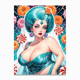 Portrait Of A Curvy Woman Wearing A Sexy Costume (2) Canvas Print