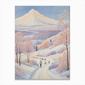 Snowy Stroll To The Mountain Canvas Print