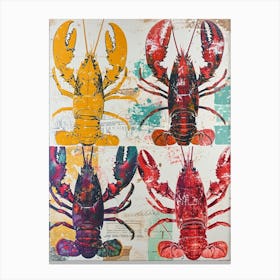 Kitsch Pop Art Lobster Tile Canvas Print
