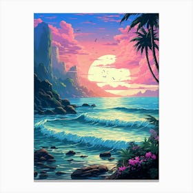 Seascape Pixel Art 4 Canvas Print