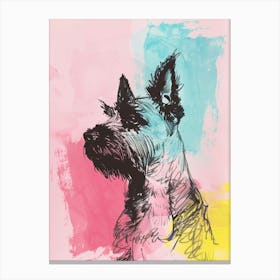 Pastel Bouvier Des Flandres Dog Pastel Line Illustration 2 Canvas Print
