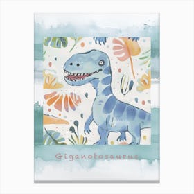 Cute Muted Pastels Giganotosaurus Dinosaur 3 Poster Canvas Print