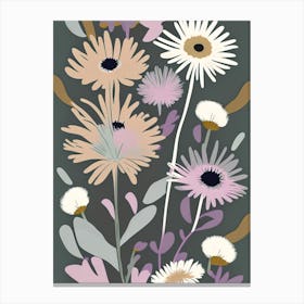 Asters Wildflower Modern Muted Colours Canvas Print