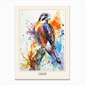 Falcon Colourful Watercolour 2 Poster Canvas Print