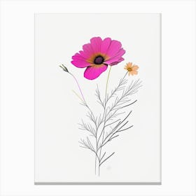 Cosmos Floral Minimal Line Drawing 2 Flower Canvas Print