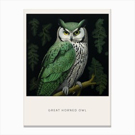 Ohara Koson Inspired Bird Painting Great Horned Owl 3 Poster Canvas Print