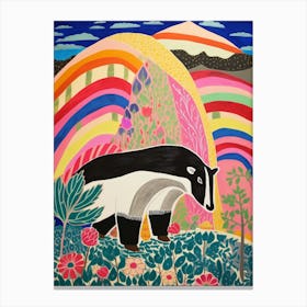 Maximalist Animal Painting Badger 4 Canvas Print