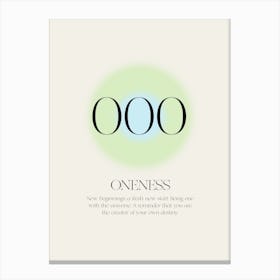Angel Number 000 Oneness Canvas Print