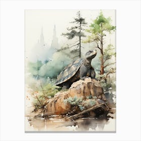 A Turtle, Japanese Brush Painting, Ukiyo E, Minimal 1 Canvas Print