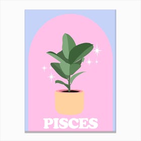 Botanical Star Sign Pisces Canvas Print