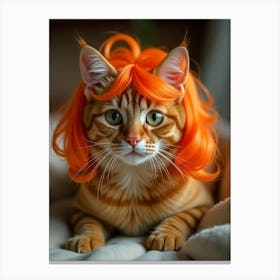 Orange Cat With Wig Canvas Print