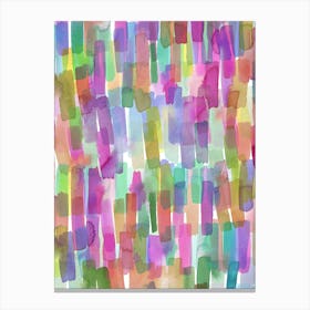 Colorful Watercolor Stripes Strokes Canvas Print