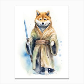 Shiba Inu Dog As A Jedi 2 Canvas Print