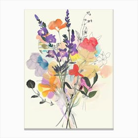 Lavender 2 Collage Flower Bouquet Canvas Print