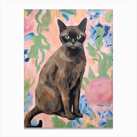 A Burmese Cat Painting, Impressionist Painting 2 Canvas Print