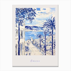 Cannes France Mediterranean Blue Drawing Poster Canvas Print