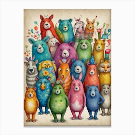 Birthday Bears Canvas Print