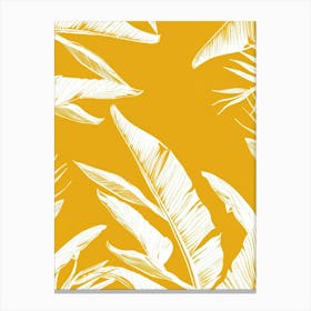 Tropical Leaves On Yellow Background 1 Canvas Print