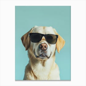 Yellow Labrador Wearing Sunglasses. Generated AI. Art Print Canvas Print