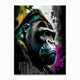 Gorilla With Graffiti Background Gorillas Graffiti Style 2 Canvas Print