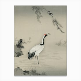 Crane In The Water Canvas Print