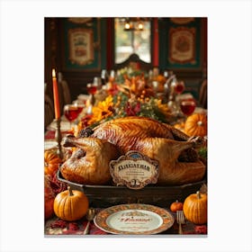 Authentic Turkey Centerpiece Bursting With The Warm Hues Of A Thanksgiving Festival Theme Position (6) Canvas Print